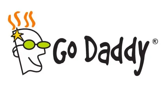 GoDaddy logo with a stylized face, star, and sunglasses, a top beginner-friendly web hosting provider in 2025