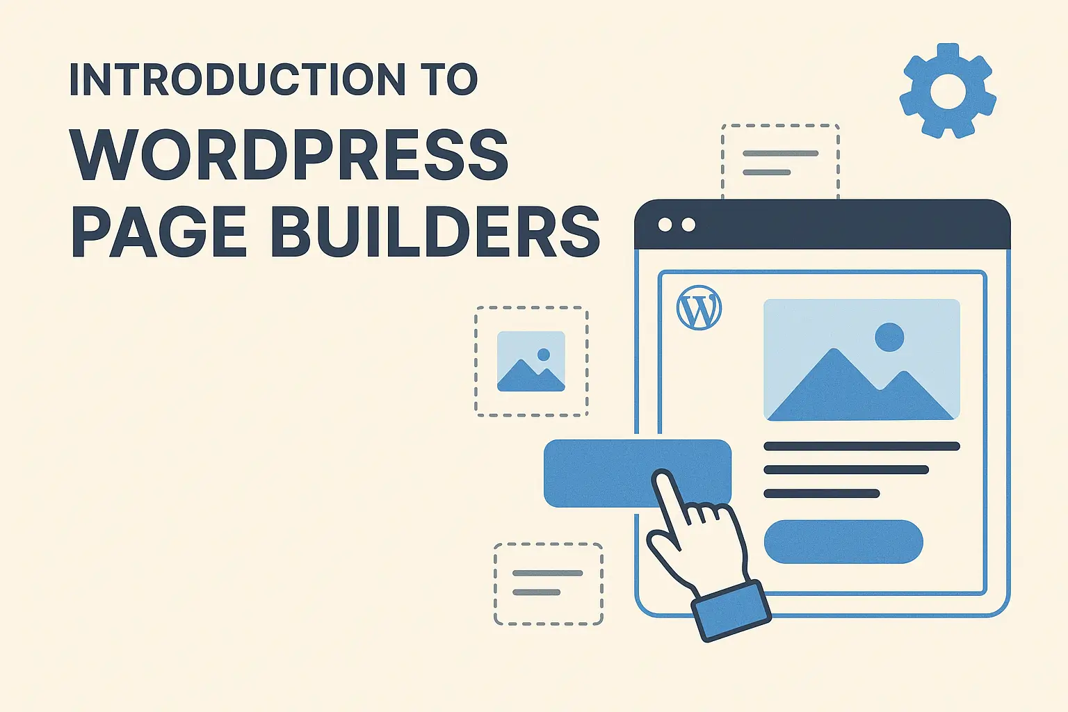 Hand clicking on a WordPress website design interface, illustrating the ease of use with WordPress page builders for website creation