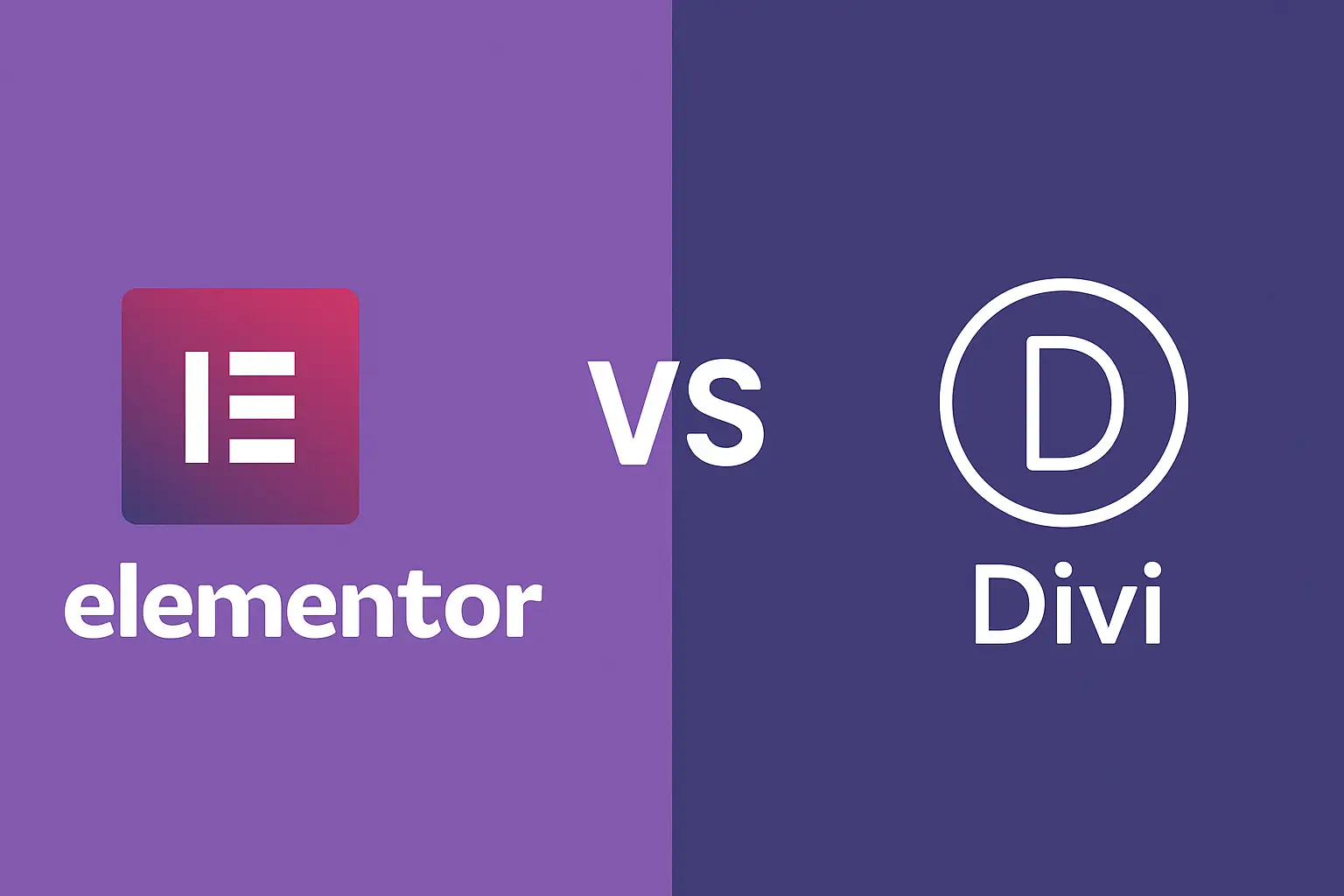 Elementor vs Divi logos, symbolizing a direct comparison of WordPress page builders