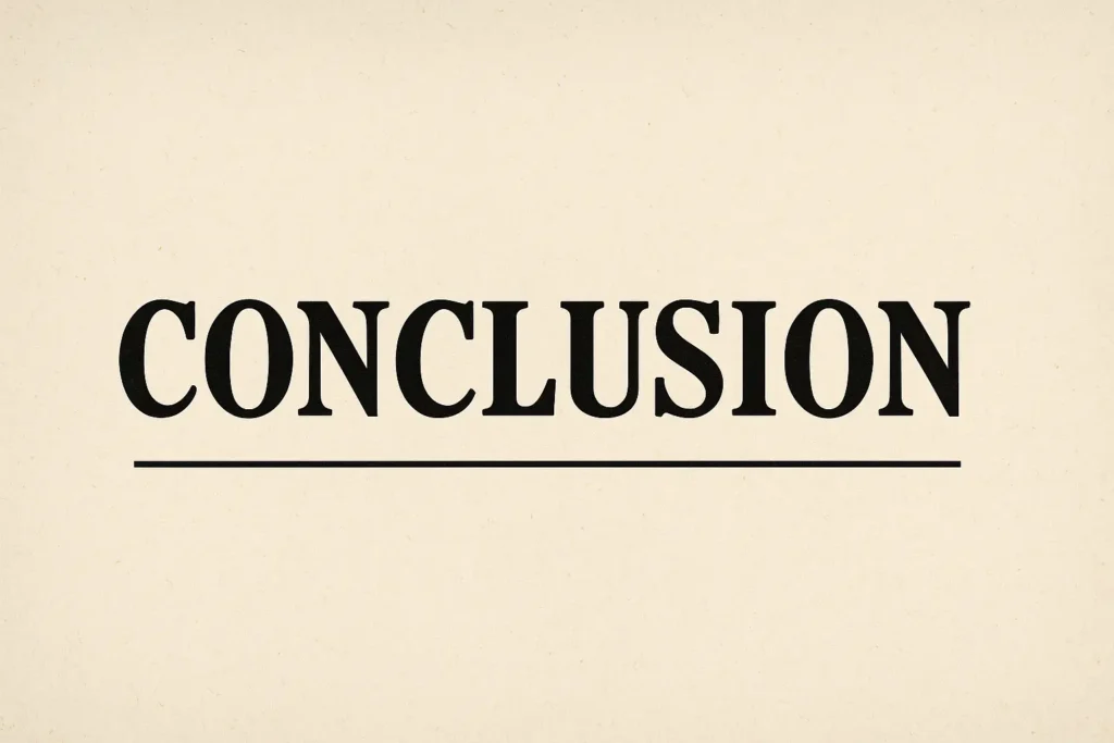 The word "CONCLUSION" in bold black text with an underline on a beige background