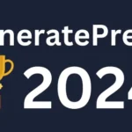 GeneratePress 2024 award graphic featuring a trophy icon, symbolizing excellence in WordPress themes and design