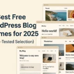 Free WordPress blog themes showcase featuring travel, recipe, and lifestyle blog designs for 2025 selection guide